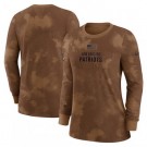 Women's New England Patriots Brown 2023 Salute To Service Sideline Long Sleeve T Shirt
