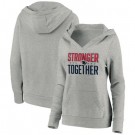 Women's New England Patriots Heather Gray Stronger Together Crossover Neck Printed Pullover Hoodie 0726