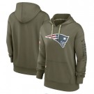 Women's New England Patriots Olive 2022 Salute To Service Performance Pullover Hoodie