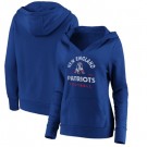 Women's New England Patriots Royal Vintage Arch V Neck Pullover Hoodie