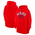 Women's New England Patriots Starter Red Half Ball Team Pullover Hoodie