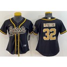 Women's New Orleans Saints #32 Tyrann Mathieu Black Baseball Jersey