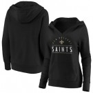 Women's New Orleans Saints Black Iconic League Leader V Neck Pullover Hoodie