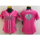Women's New Orleans Saints Blank Pink Team Logo Baseball Jersey