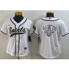 Women's New Orleans Saints Blank White Team Logo Baseball Jersey