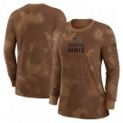 Women's New Orleans Saints Brown 2023 Salute To Service Sideline Long Sleeve T Shirt