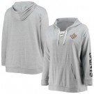 Women's New Orleans Saints Gray Lace Up Pullover Hoodie