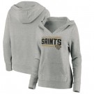 Women's New Orleans Saints Gray On Side Stripe V Neck Pullover Hoodie