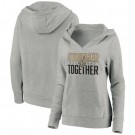 Women's New Orleans Saints Heather Gray Stronger Together Crossover Neck Printed Pullover Hoodie 0708