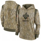 Women's New Orleans Saints Olive 2021 Salute To Service Therma Performance Pullover Hoodie