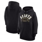 Women's New Orleans Saints Starter Black Half Ball Team Pullover Hoodie