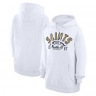 Women's New Orleans Saints Starter White Half Ball Team Pullover Hoodie