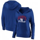 Women's New York Giants Blue Victory Script V Neck Pullover Hoodie