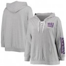 Women's New York Giants Gray Lace Up Pullover Hoodie