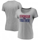 Women's New York Giants Heather Charcoal Stronger Together V Neck Printed T-Shirt 0816