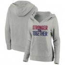 Women's New York Giants Heather Gray Stronger Together Crossover Neck Printed Pullover Hoodie 0701