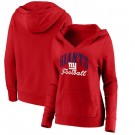 Women's New York Giants Red Victory Script V Neck Pullover Hoodie