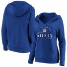 Women's New York Giants Royal Iconic League Leader V Neck Pullover Hoodie