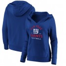 Women's New York Giants Royal Vintage Arch V Neck Pullover Hoodie