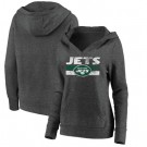 Women's New York Jets Charcoal First String V Neck Pullover Hoodie