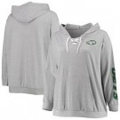 Women's New York Jets Gray Lace Up Pullover Hoodie
