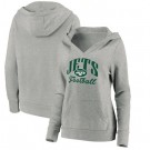 Women's New York Jets Gray Victory Script V Neck Pullover Hoodie