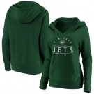 Women's New York Jets Green Iconic League Leader V Neck Pullover Hoodie