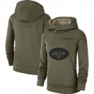 Women's New York Jets Olive Salute To Service Printed Pullover Hoodie