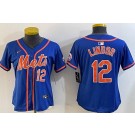 Women's New York Mets #12 Francisco Lindor Blue Limited Jersey