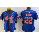 Women's New York Mets #22 Juan Soto Blue Limited Jersey