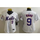 Women's New York Mets #9 Brandon Nimmo White 3 Patches Limited Jersey