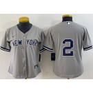 Women's New York Yankees #2 Derek Jeter Gray Cool Base Jersey