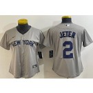 Women's New York Yankees #2 Derek Jeter Gray Field of Dreams Player Name Cool Base Jersey