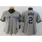 Women's New York Yankees #2 Derek Jeter Gray Player Name 2020 Cool Base Jersey