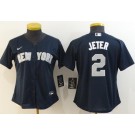 Women's New York Yankees #2 Derek Jeter Navy Player Name 2020 Cool Base Jersey