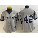 Women's New York Yankees #42 Mariano Rivera Gray Cool Base Jersey