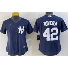 Women's New York Yankees #42 Mariano Rivera Navy Player Name Cool Base Jersey