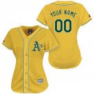 Women's Oakland Athletics Customized Yellow Cool Base Jersey