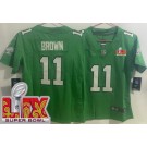 Women's Philadelphia Eagles #11 AJ Brown Limited Kelly Green Super Bowl LIX Vapor Jersey