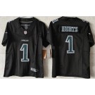 Women's Philadelphia Eagles #1 Jalen Hurts Limited Black Fashion FUSE Vapor Jersey