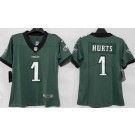 Women's Philadelphia Eagles #1 Jalen Hurts Limited Midnight Green Vapor Jersey