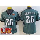 Women's Philadelphia Eagles #26 Saquon Barkley Limited Green Super Bowl LIX Vapor Jersey