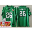 Women's Philadelphia Eagles #26 Saquon Barkley Limited Kelly Green Super Bowl LIX Vapor Jersey