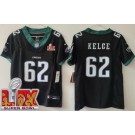 Women's Philadelphia Eagles #62 Jason Kelce Limited Black Super Bowl LIX Vapor FUSE Jersey