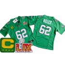 Women's Philadelphia Eagles #62 Jason Kelce Limited Kelly Green C Patch Super Bowl LIX Vapor FUSE Jersey