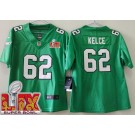Women's Philadelphia Eagles #62 Jason Kelce Limited Kelly Green Super Bowl LIX Vapor Jersey