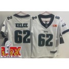 Women's Philadelphia Eagles #62 Jason Kelce Limited White Super Bowl LIX Vapor Jersey