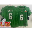Women's Philadelphia Eagles #6 DeVonta Smith Limited Kelly Green Super Bowl LIX Vapor Jersey