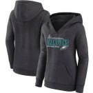 Women's Philadelphia Eagles Charcoal Super Bowl LIX Champions V Neck Pullover Hoodie