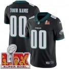 Women's Philadelphia Eagles Customized Limited Black Super Bowl LIX Vapor Jersey